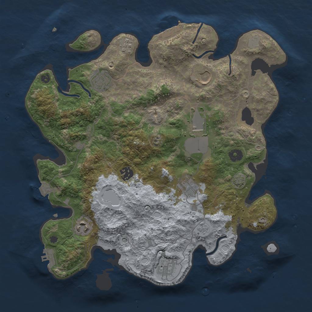 Rust Map: Procedural Map, Size: 3500, Seed: 495741, 16 Monuments