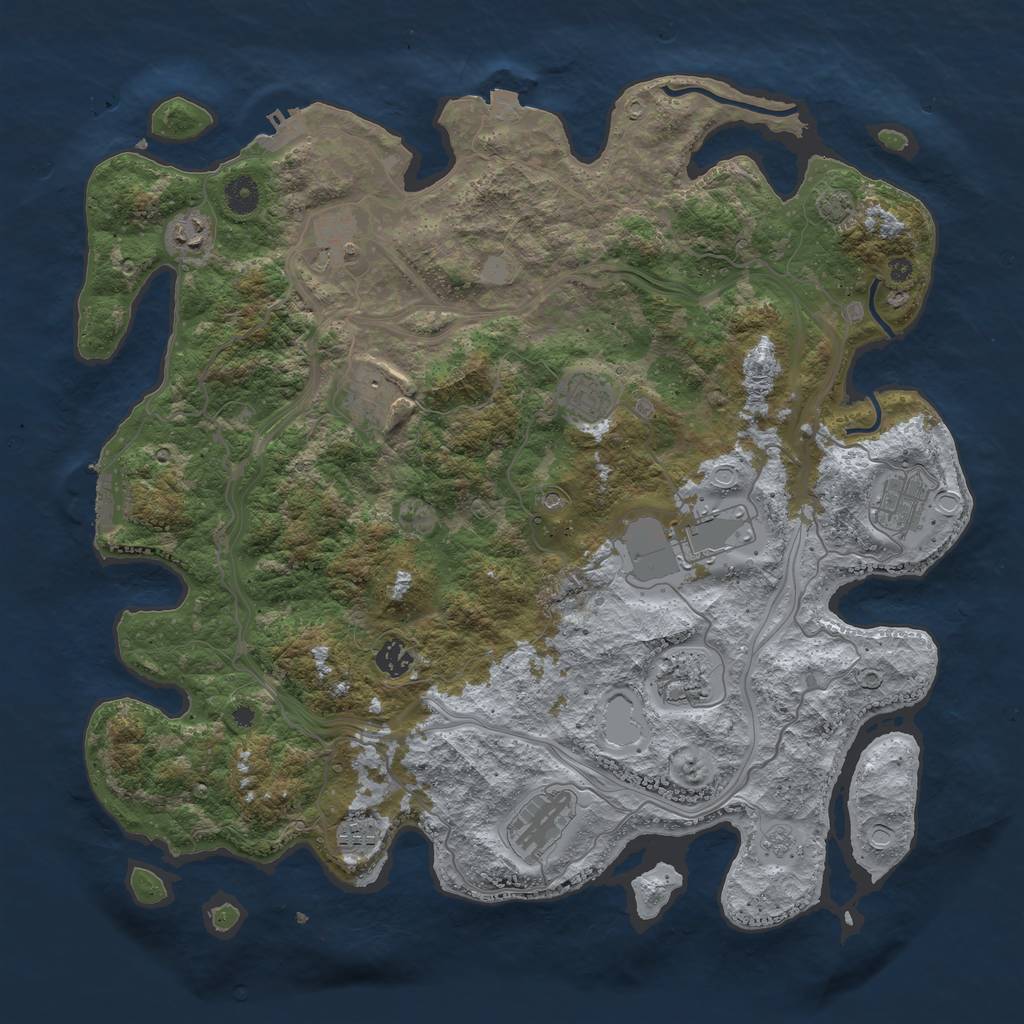 Rust Map: Procedural Map, Size: 4250, Seed: 1283016751, 18 Monuments