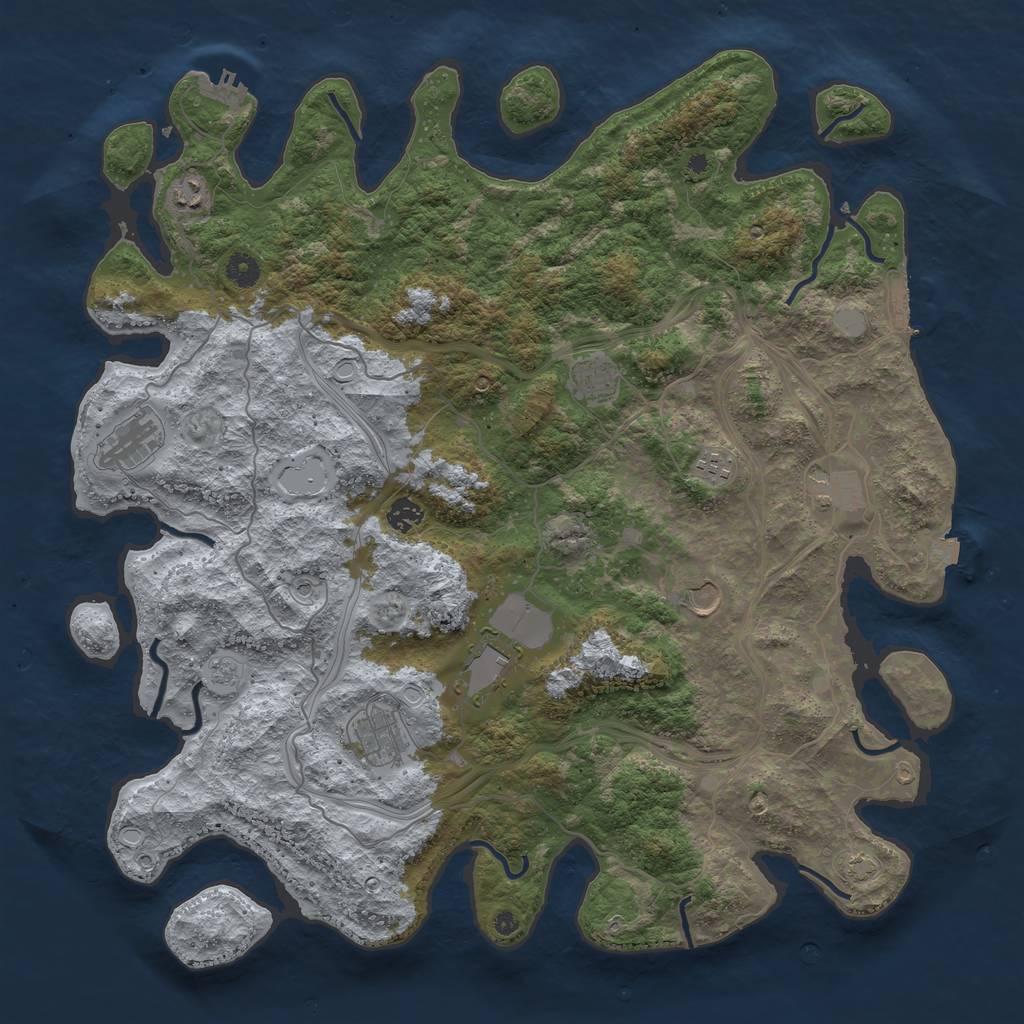 Rust Map: Procedural Map, Size: 4500, Seed: 960324906, 17 Monuments