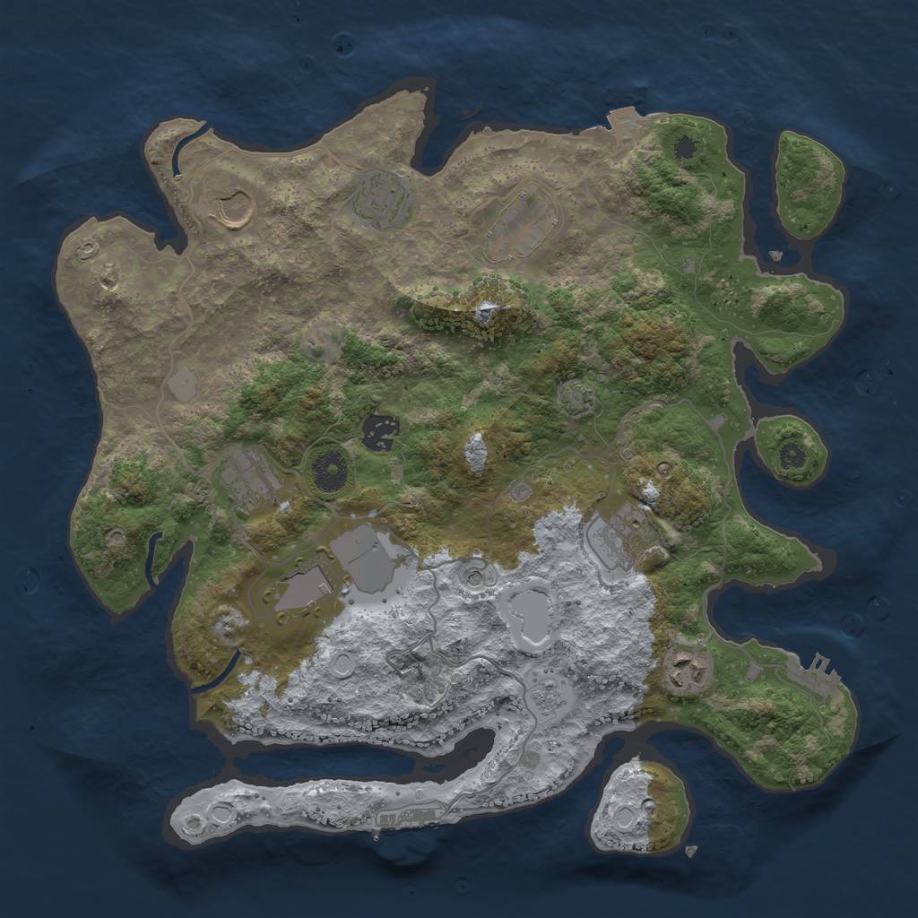 Rust Map: Procedural Map, Size: 3600, Seed: 65483072, 16 Monuments