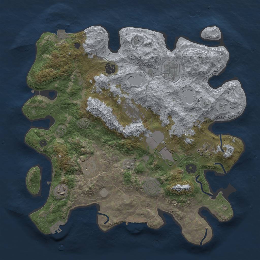 Rust Map: Procedural Map, Size: 3650, Seed: 60120481, 17 Monuments