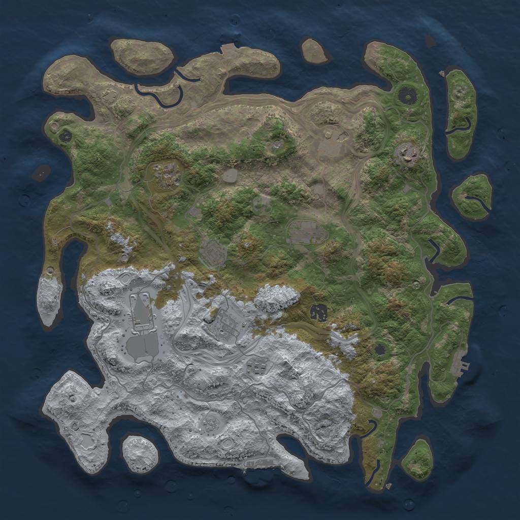 Rust Map: Procedural Map, Size: 4250, Seed: 1223522223, 17 Monuments