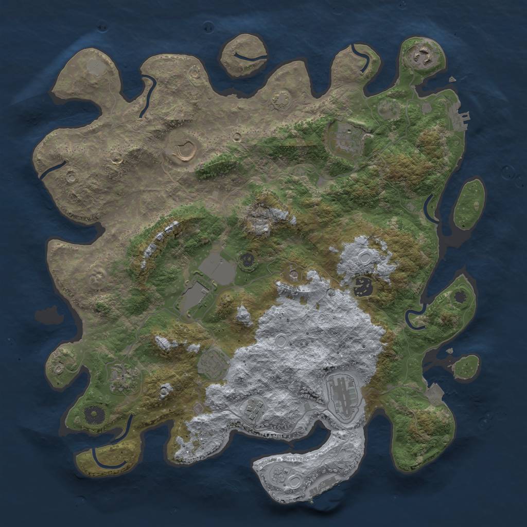 Rust Map: Procedural Map, Size: 3950, Seed: 78577642, 17 Monuments