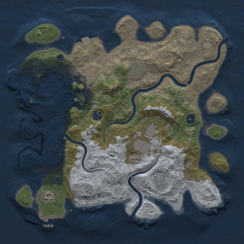 Rust Map: Procedural Map, Size: 3850, Seed: 75425085, 14 Monuments