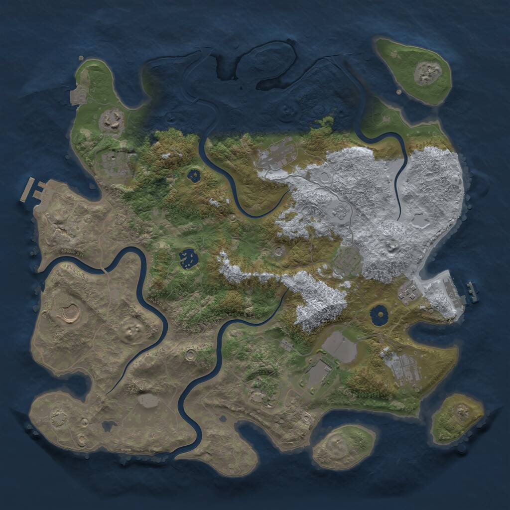 Rust Map: Procedural Map, Size: 3950, Seed: 29243977, 16 Monuments