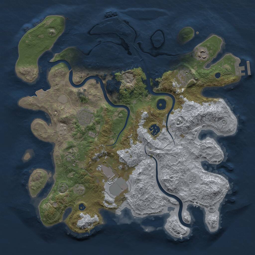 Rust Map: Procedural Map, Size: 3650, Seed: 98344516, 13 Monuments