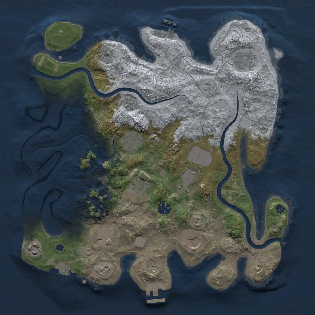 Rust Map: Procedural Map, Size: 3550, Seed: 2734789, 15 Monuments