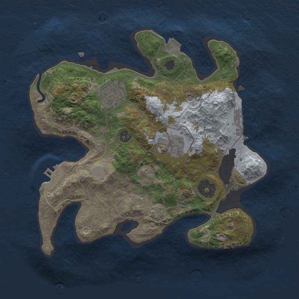 Rust Map: Procedural Map, Size: 2500, Seed: 418383929, 9 Monuments