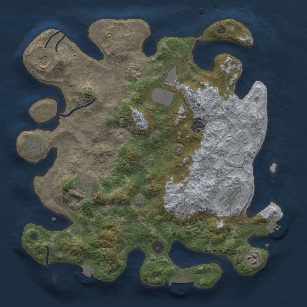 Rust Map: Procedural Map, Size: 3750, Seed: 88707968, 17 Monuments