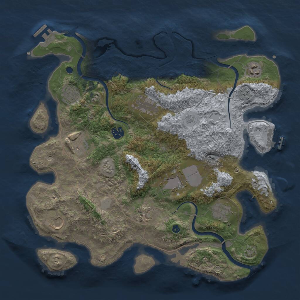 Rust Map: Procedural Map, Size: 3700, Seed: 825210091, 16 Monuments