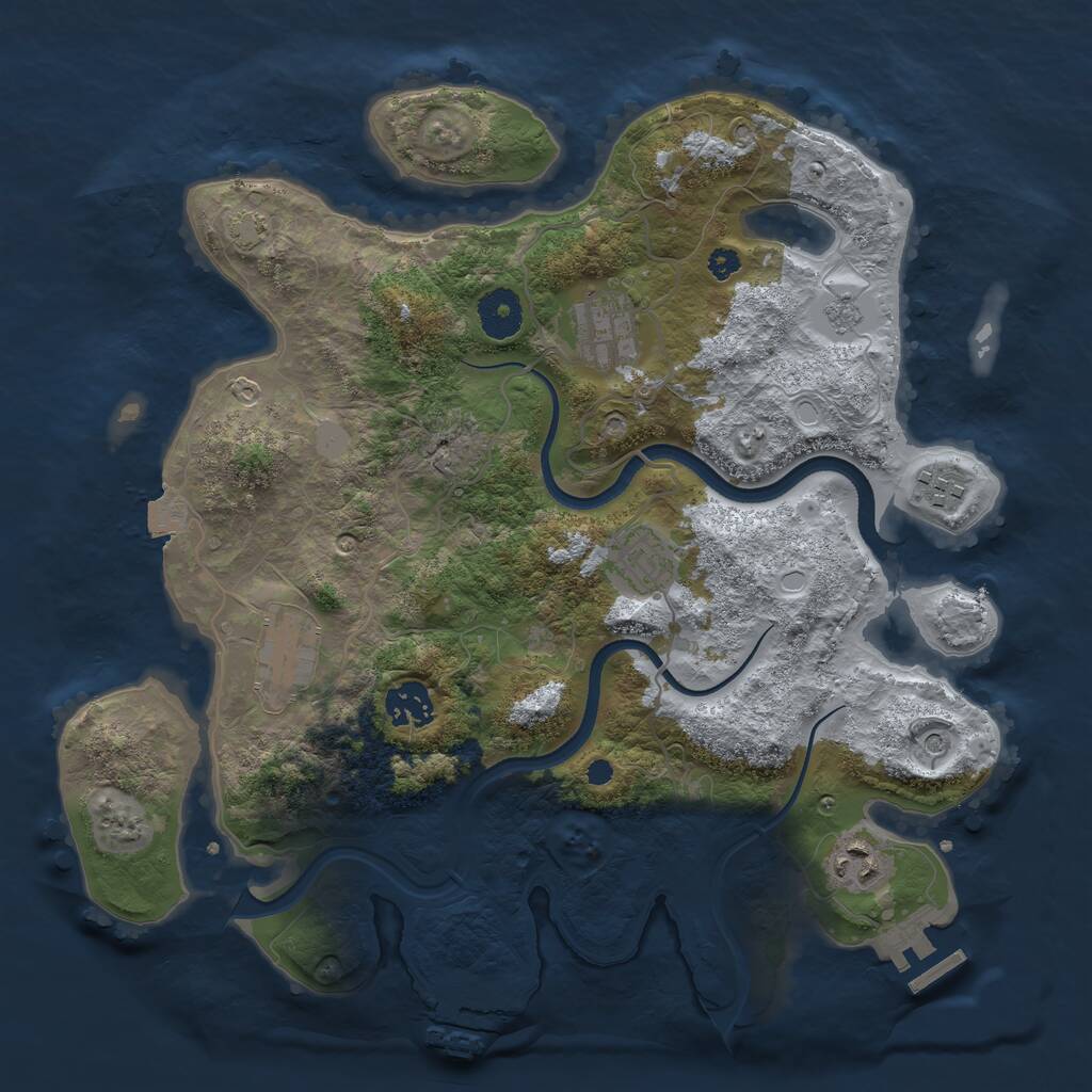 Rust Map: Procedural Map, Size: 3450, Seed: 3952198, 12 Monuments