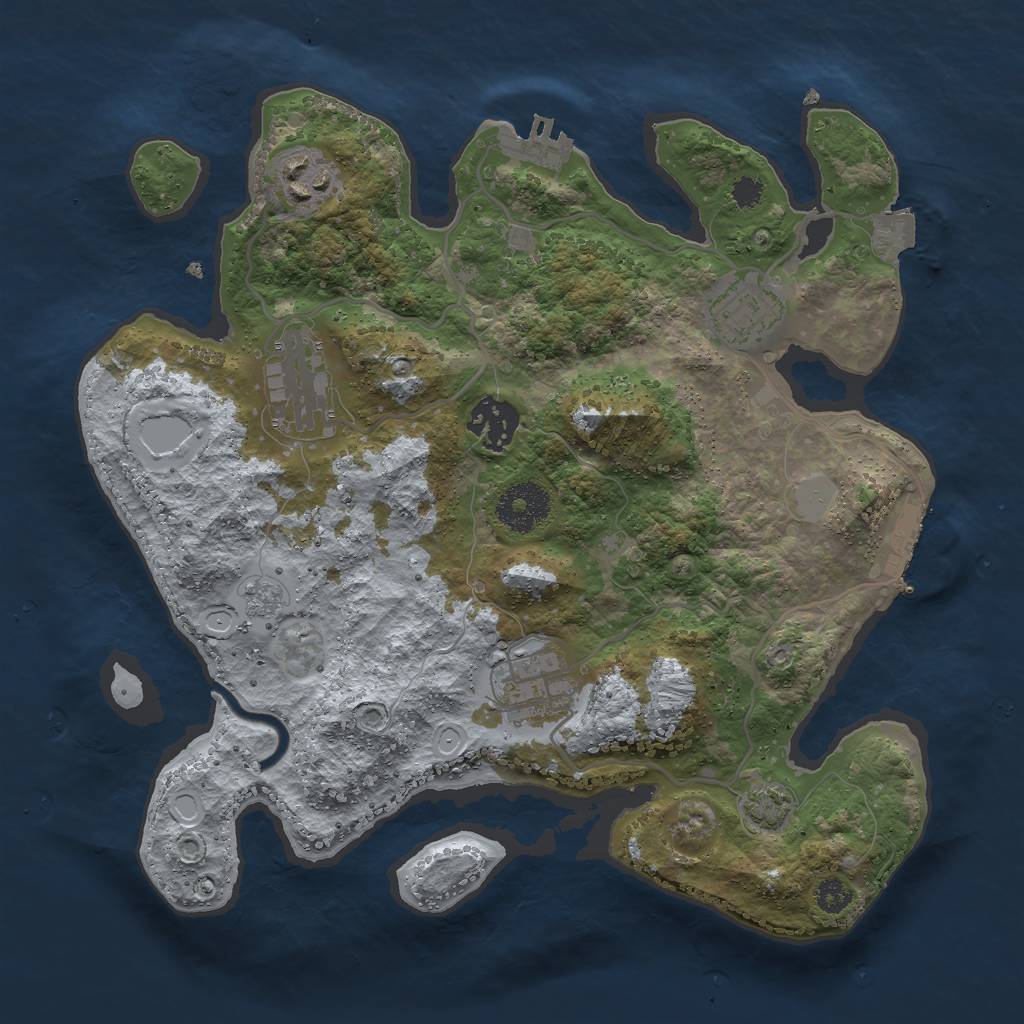 Rust Map: Procedural Map, Size: 3000, Seed: 1442438751, 12 Monuments