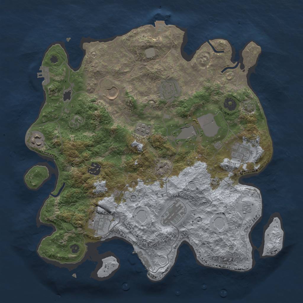 Rust Map: Procedural Map, Size: 3500, Seed: 25771642, 17 Monuments