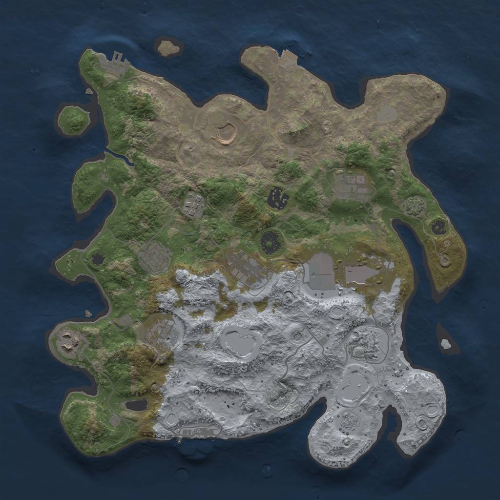 Rust Map: Procedural Map, Size: 3500, Seed: 1103541792, 18 Monuments