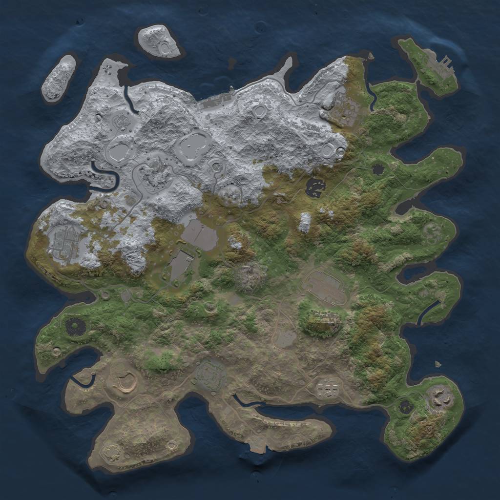 Rust Map: Procedural Map, Size: 3750, Seed: 31779051, 18 Monuments