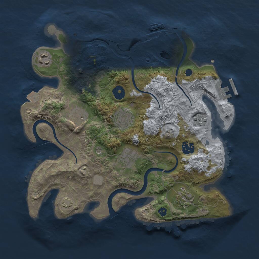 Rust Map: Procedural Map, Size: 3000, Seed: 418383929, 12 Monuments