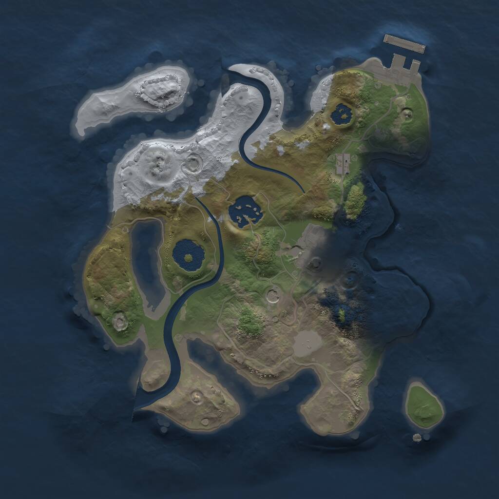 Rust Map: Procedural Map, Size: 2400, Seed: 2146956646, 5 Monuments