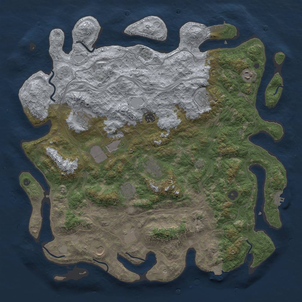 Rust Map: Procedural Map, Size: 4600, Seed: 372727372, 18 Monuments