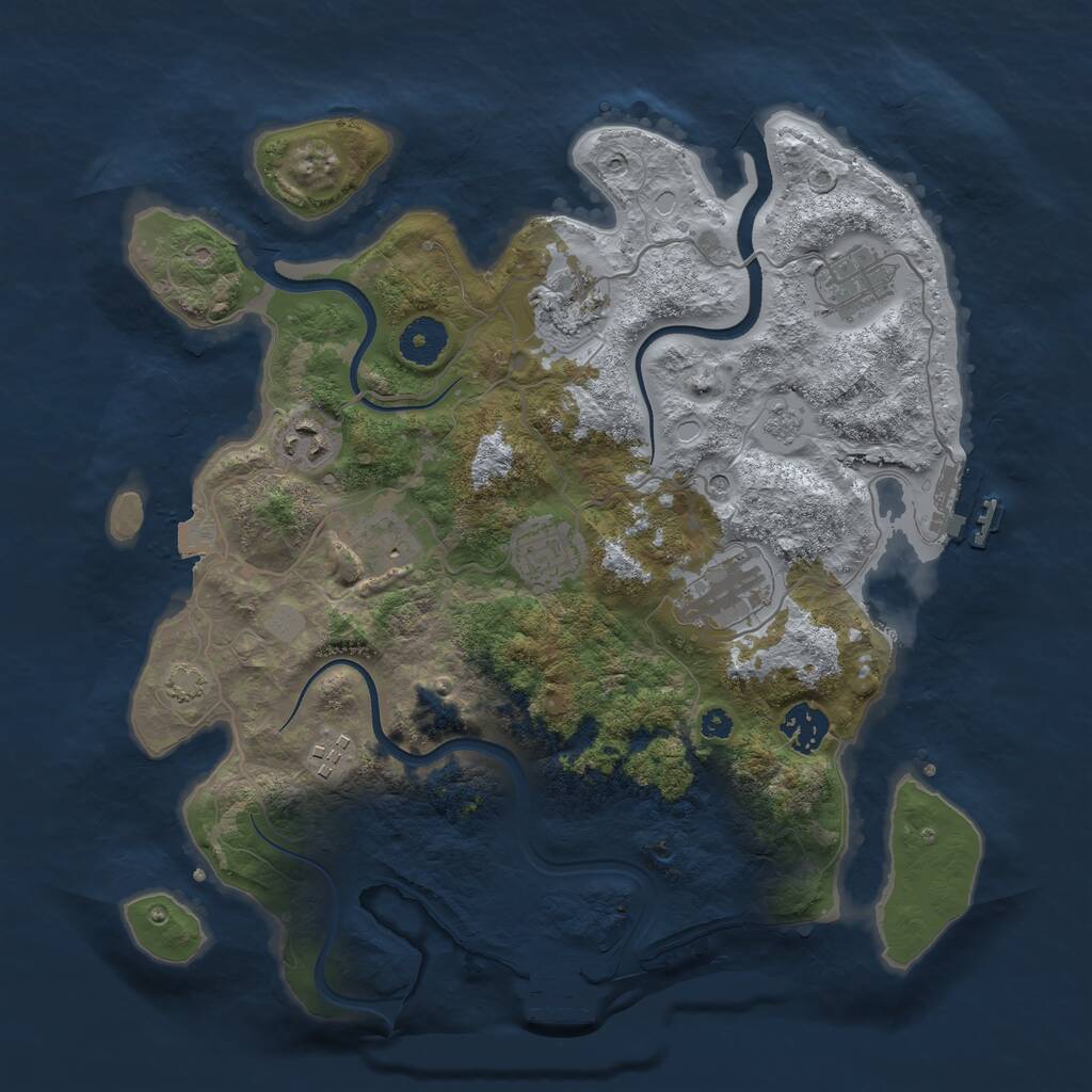 Rust Map: Procedural Map, Size: 3500, Seed: 2046739294, 14 Monuments