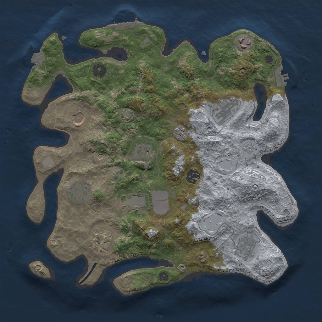 Rust Map: Procedural Map, Size: 3500, Seed: 1206799926, 18 Monuments