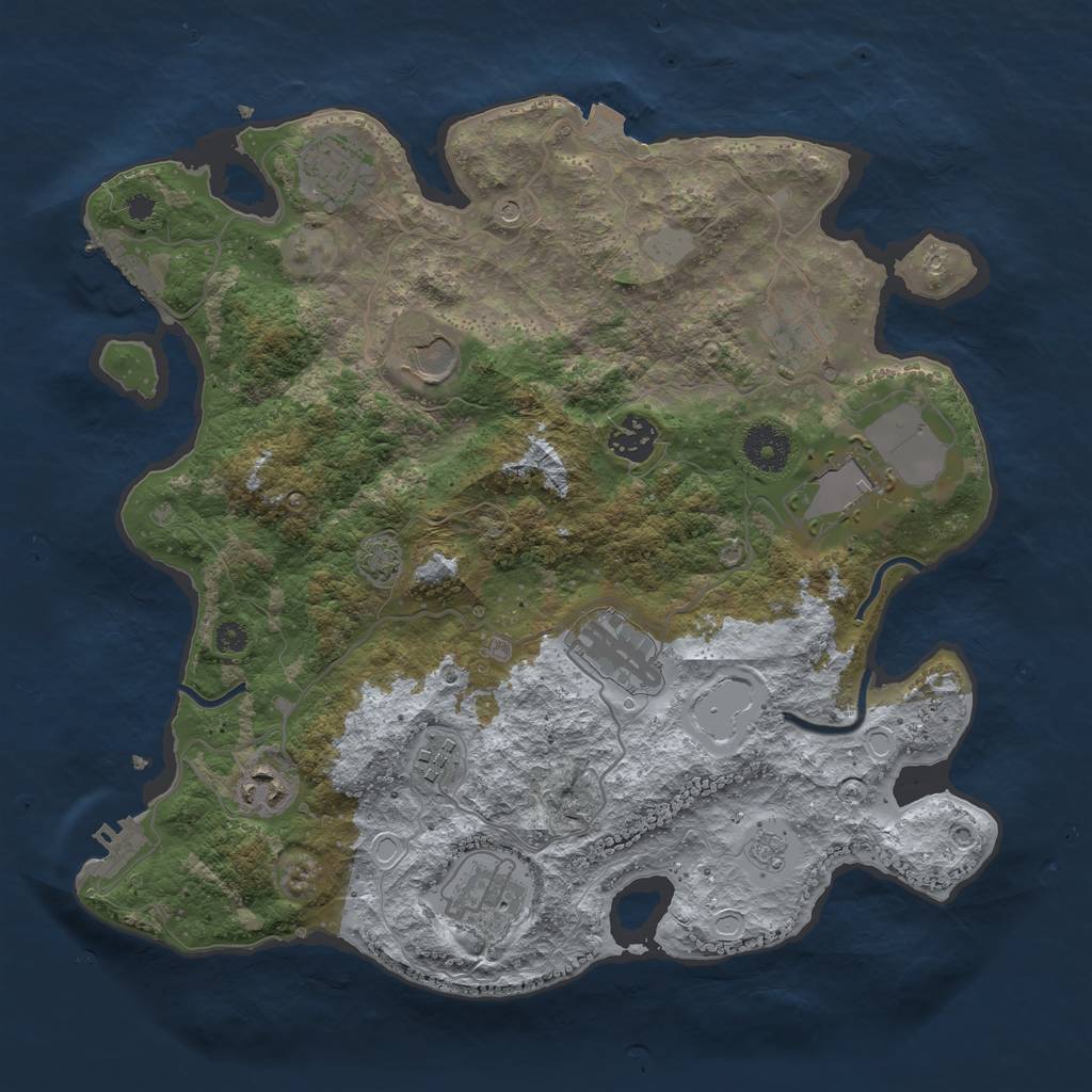 Rust Map: Procedural Map, Size: 3500, Seed: 781668793, 17 Monuments