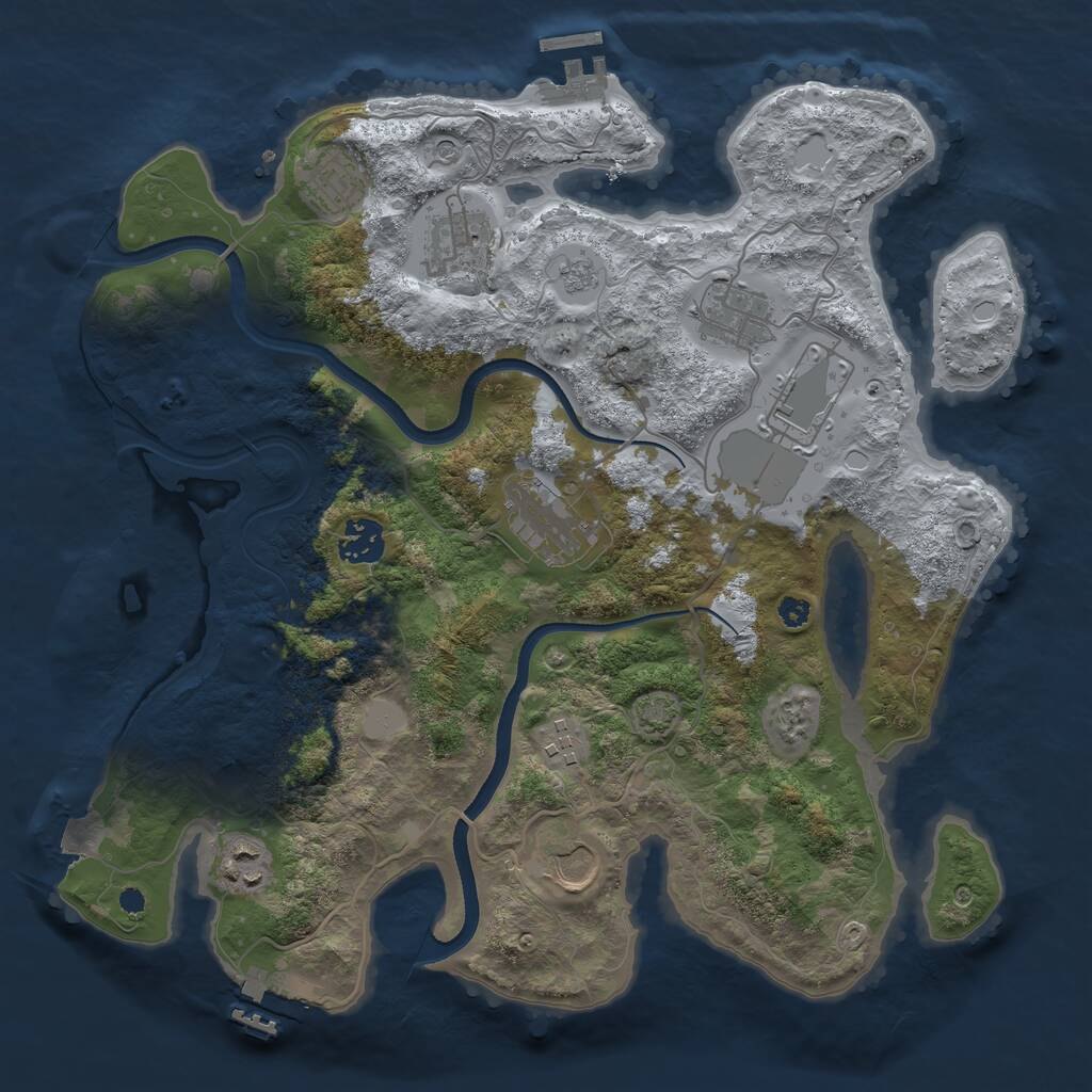 Rust Map: Procedural Map, Size: 3500, Seed: 61564629, 15 Monuments
