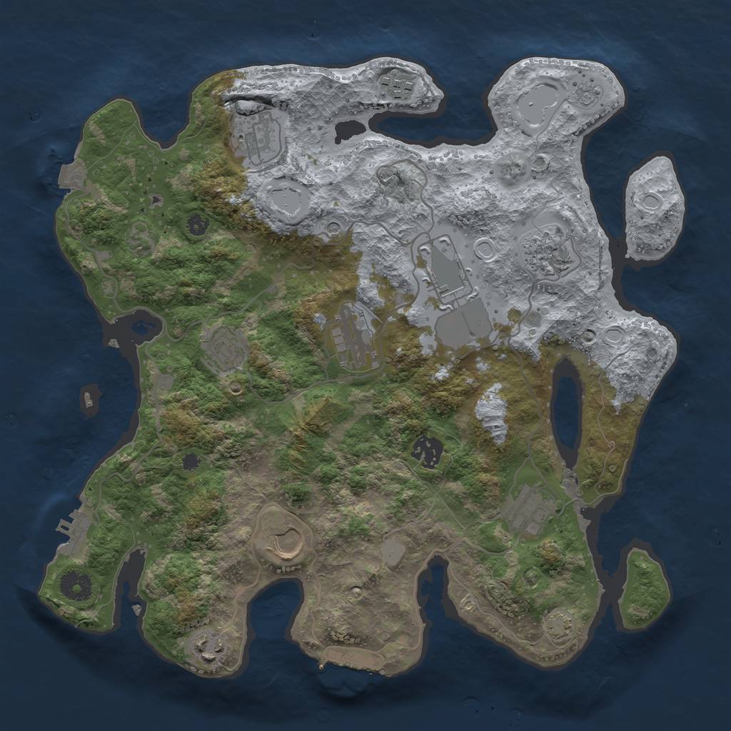 Rust Map: Procedural Map, Size: 3500, Seed: 61564629, 18 Monuments