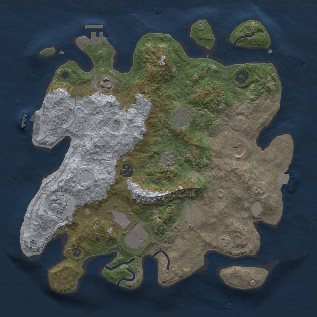 Rust Map: Procedural Map, Size: 3500, Seed: 1868049730, 14 Monuments
