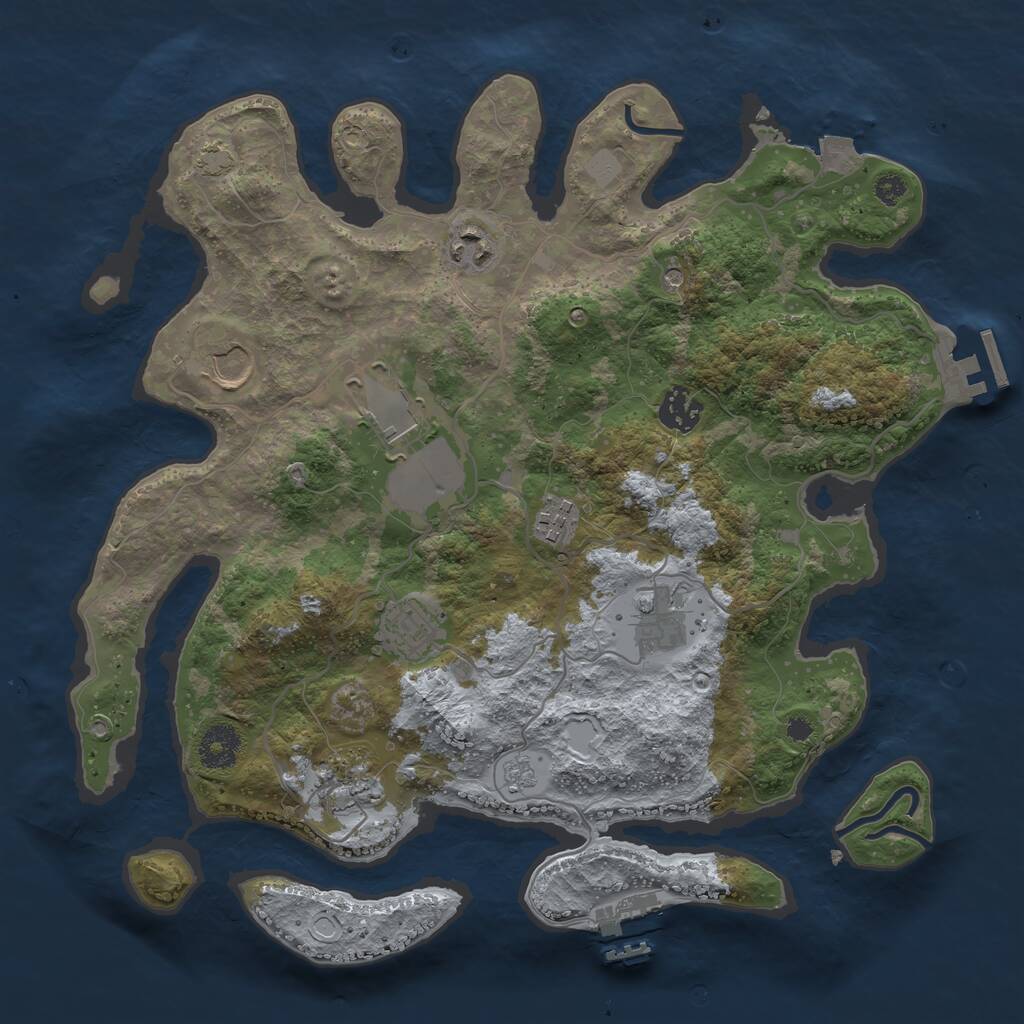 Rust Map: Procedural Map, Size: 3500, Seed: 356778433, 14 Monuments