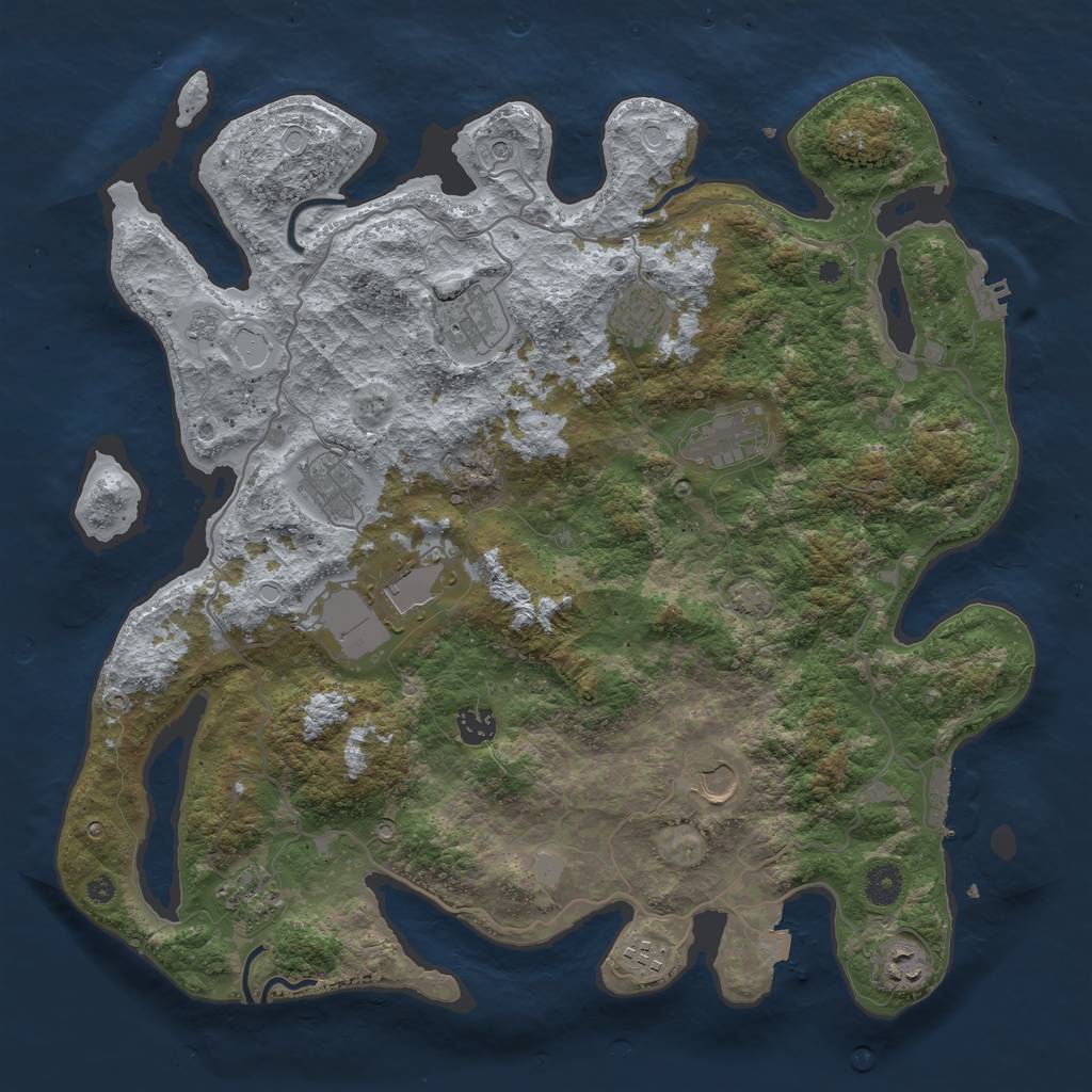 Rust Map: Procedural Map, Size: 4100, Seed: 31996483, 18 Monuments