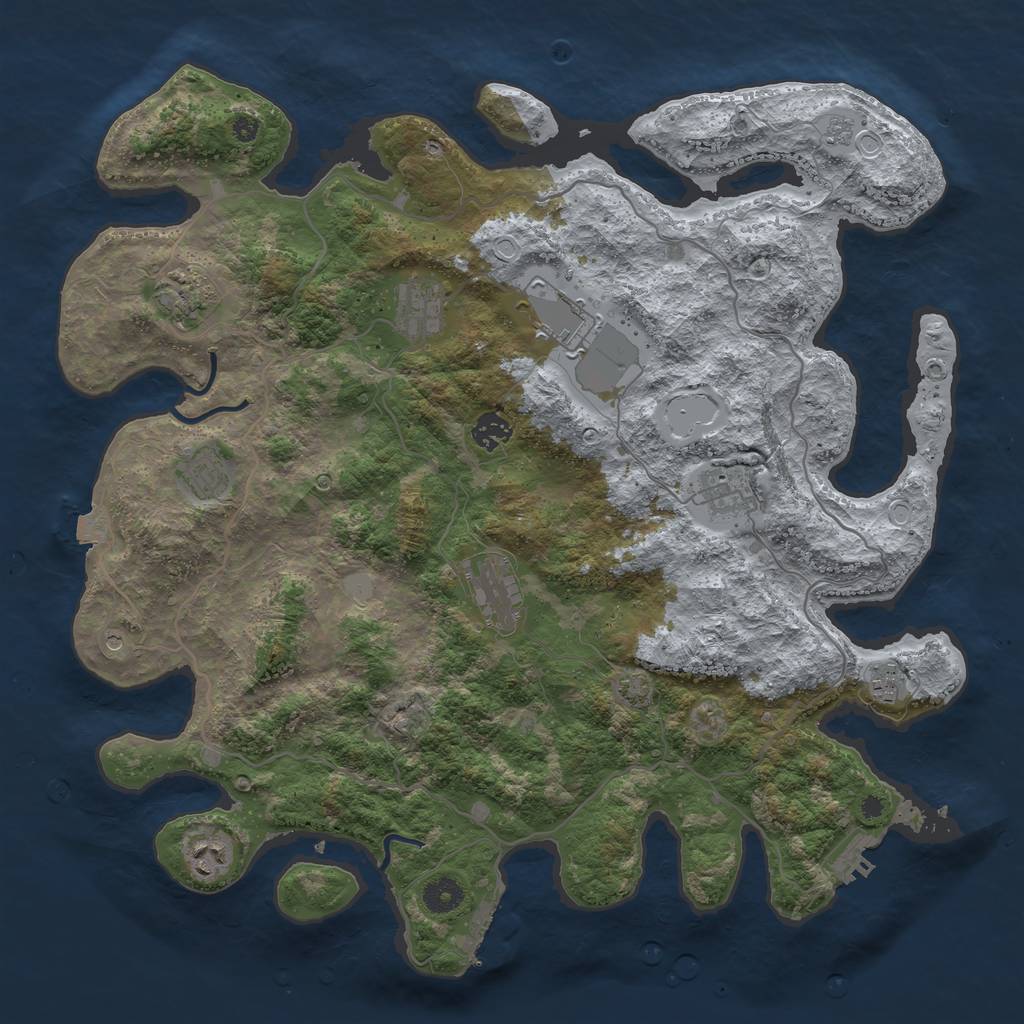 Rust Map: Procedural Map, Size: 4100, Seed: 80174162, 17 Monuments