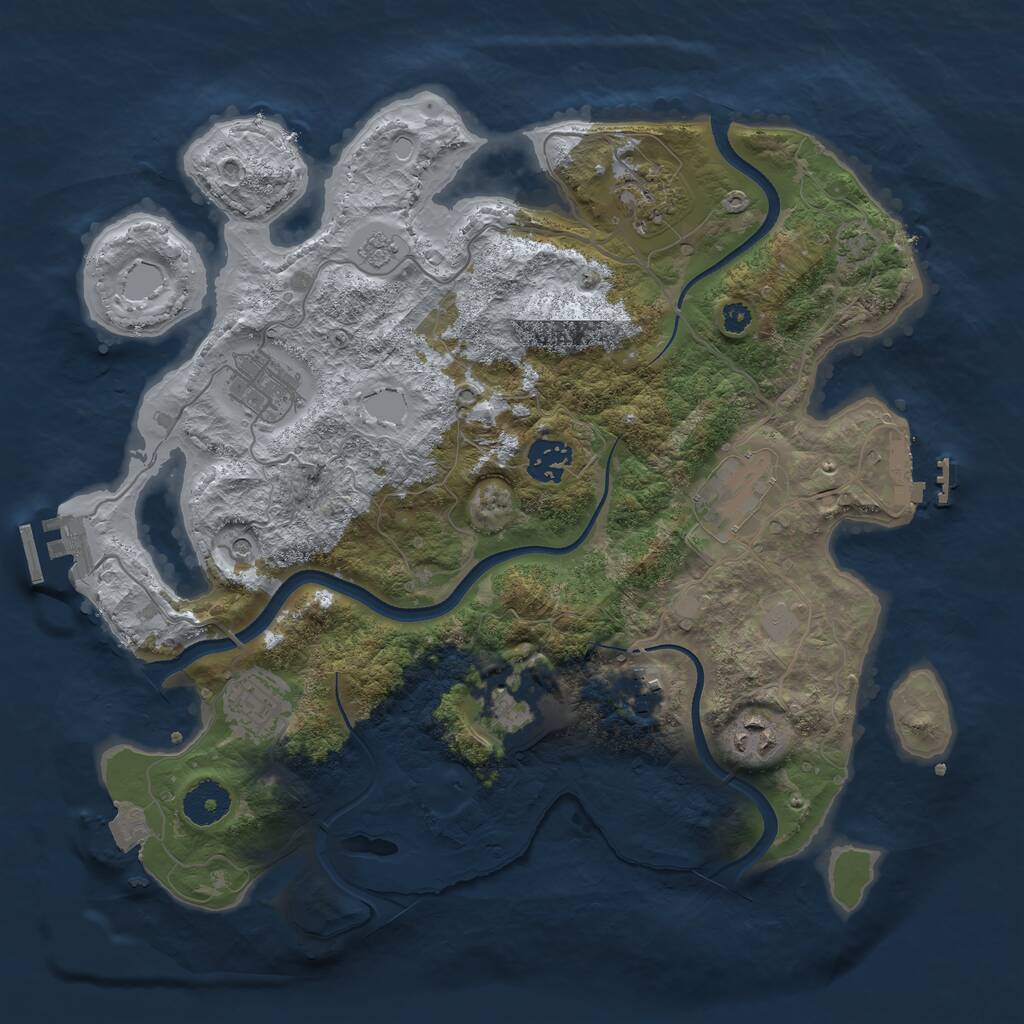 Rust Map: Procedural Map, Size: 3450, Seed: 91353561, 14 Monuments
