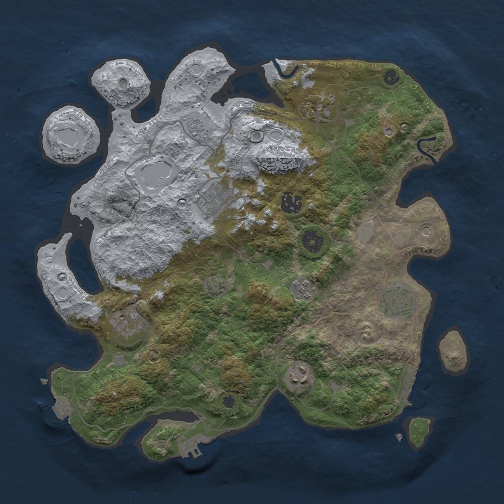 Rust Map: Procedural Map, Size: 3450, Seed: 91353561, 15 Monuments