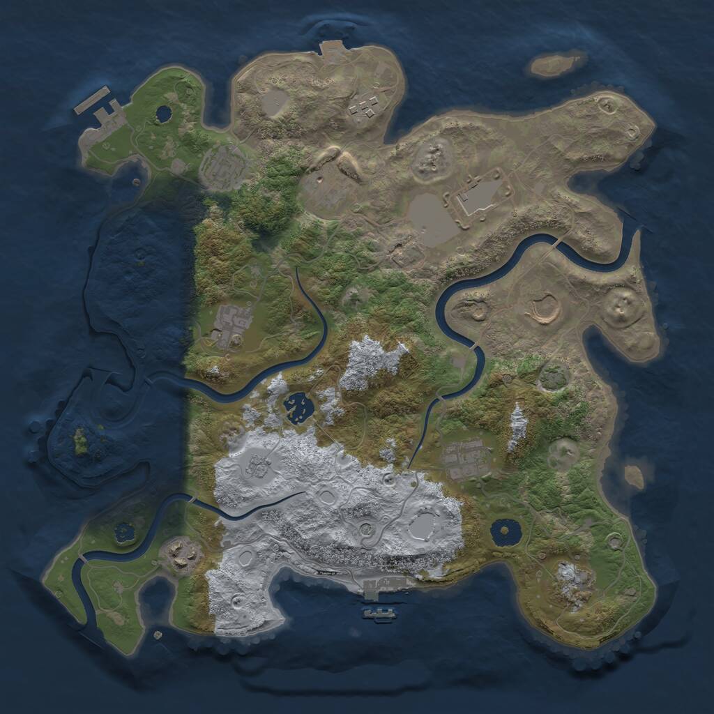 Rust Map: Procedural Map, Size: 3600, Seed: 79192099, 16 Monuments