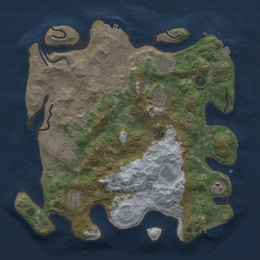 Rust Map: Procedural Map, Size: 3750, Seed: 28852483, 17 Monuments