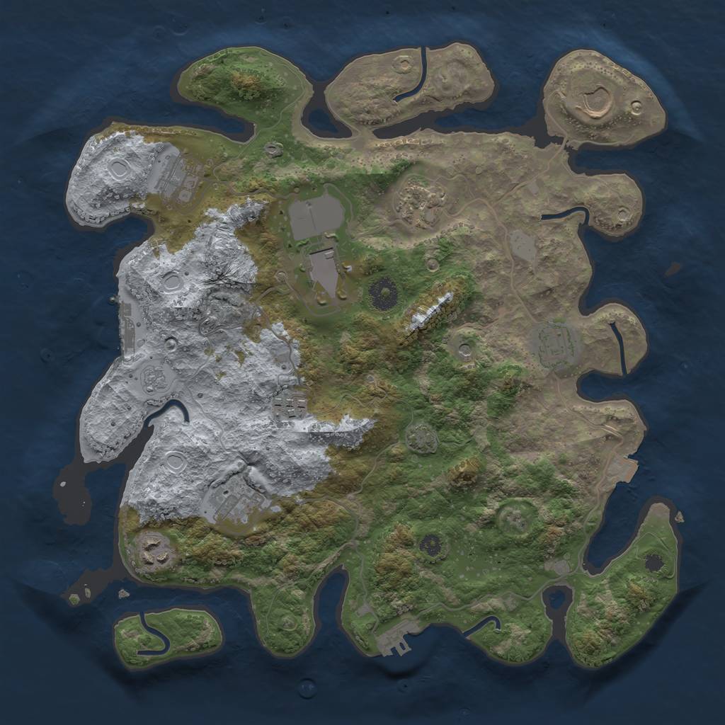 Rust Map: Procedural Map, Size: 3500, Seed: 1988446990, 16 Monuments