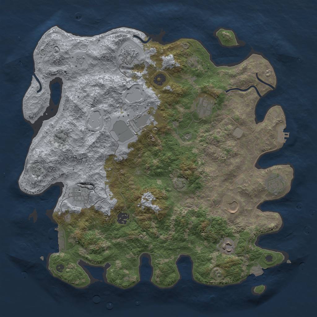 Rust Map: Procedural Map, Size: 3950, Seed: 78061914, 17 Monuments