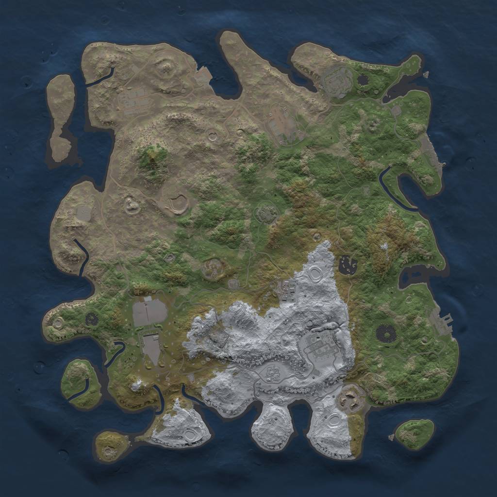 Rust Map: Procedural Map, Size: 3750, Seed: 57797620, 17 Monuments