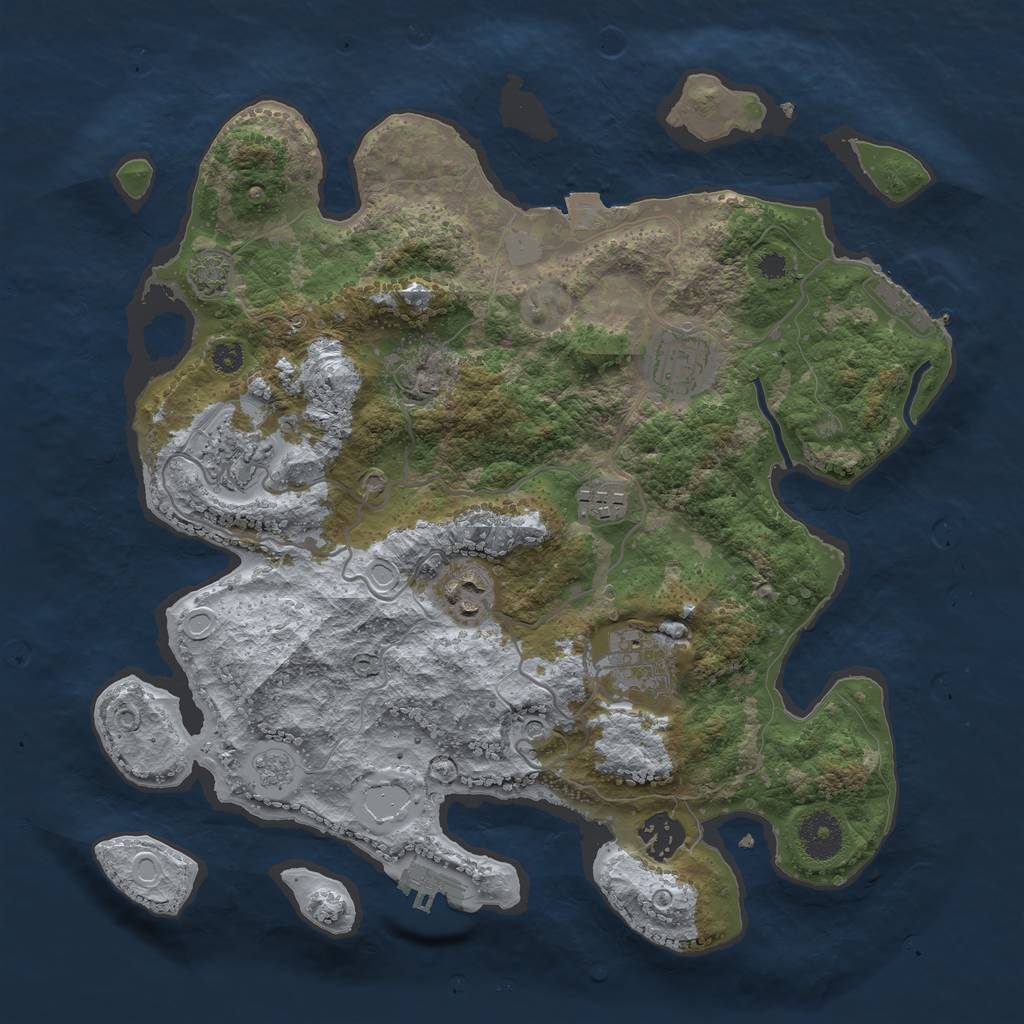 Rust Map: Procedural Map, Size: 3400, Seed: 74805321, 14 Monuments