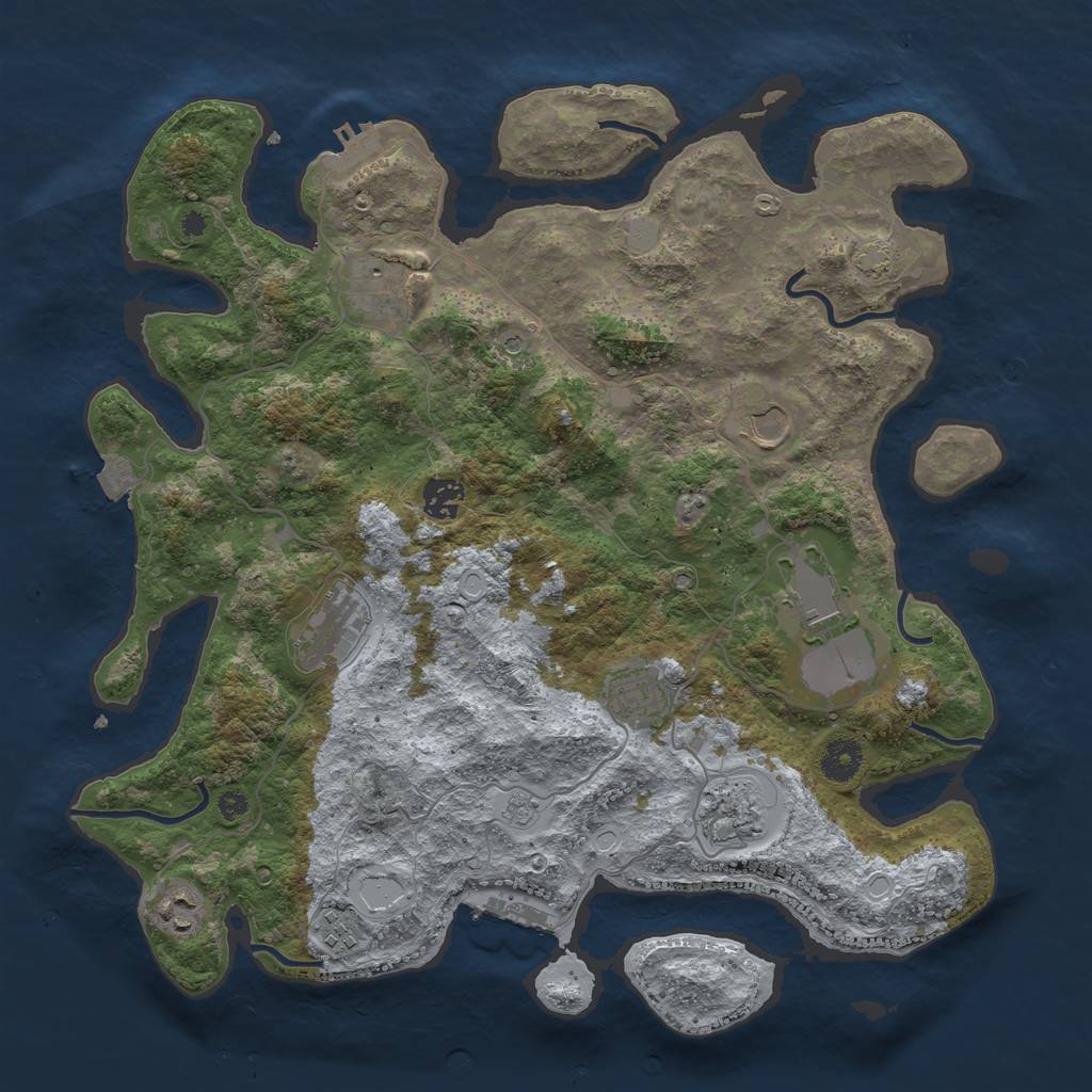 Rust Map: Procedural Map, Size: 3850, Seed: 17130330, 17 Monuments