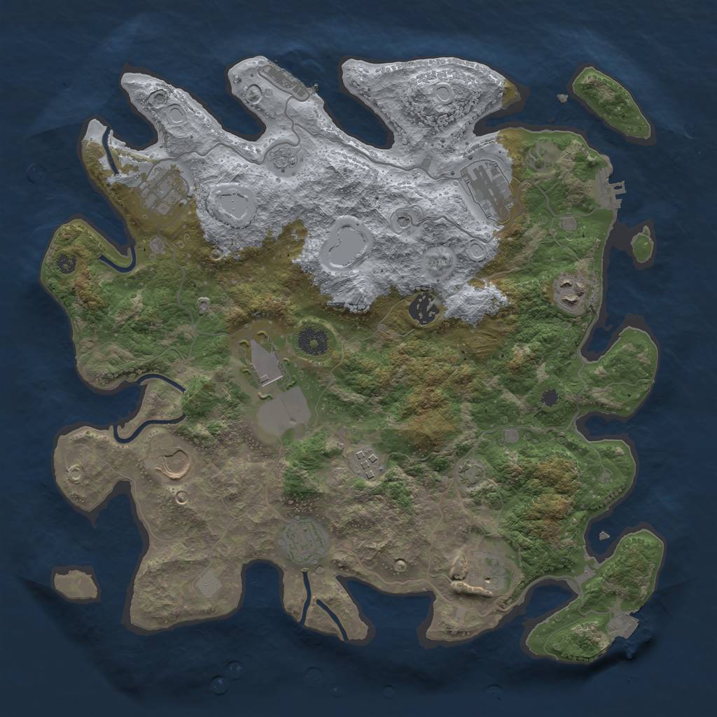 Rust Map: Procedural Map, Size: 3650, Seed: 24545028, 17 Monuments