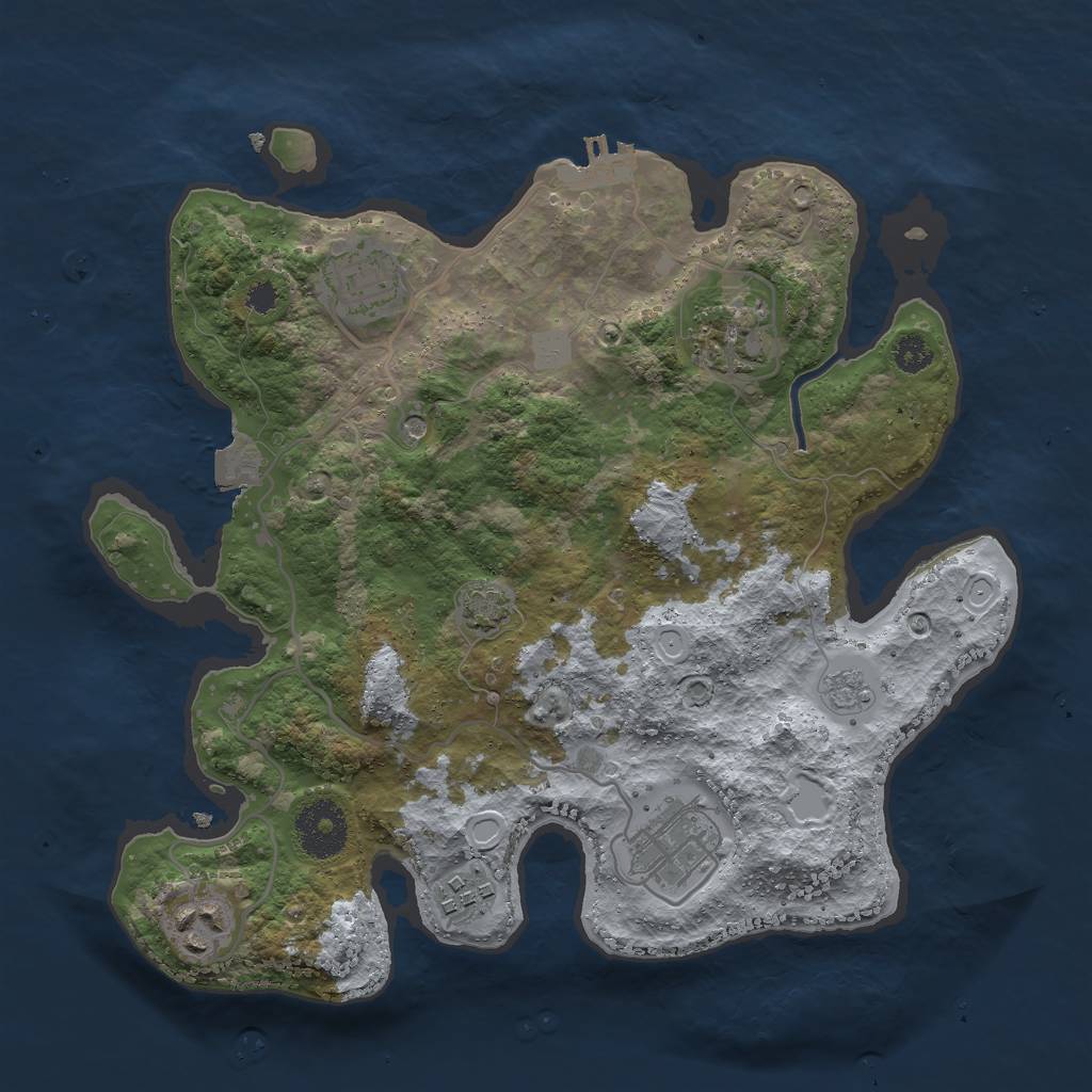 Rust Map: Procedural Map, Size: 3000, Seed: 7354, 12 Monuments