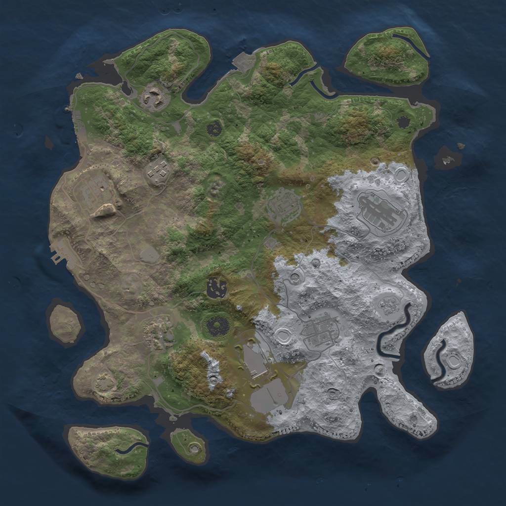 Rust Map: Procedural Map, Size: 3500, Seed: 1109092412, 17 Monuments