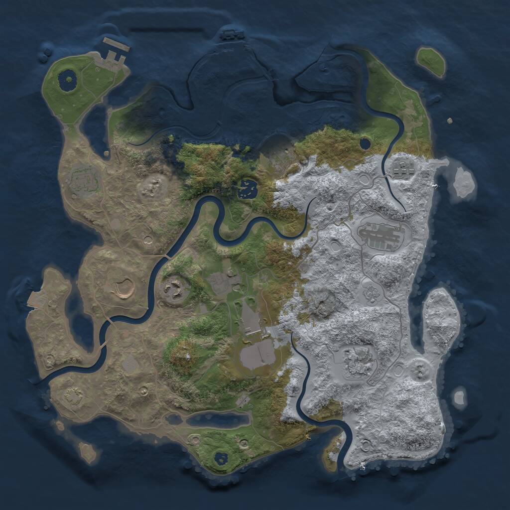Rust Map: Procedural Map, Size: 3750, Seed: 55108785, 16 Monuments