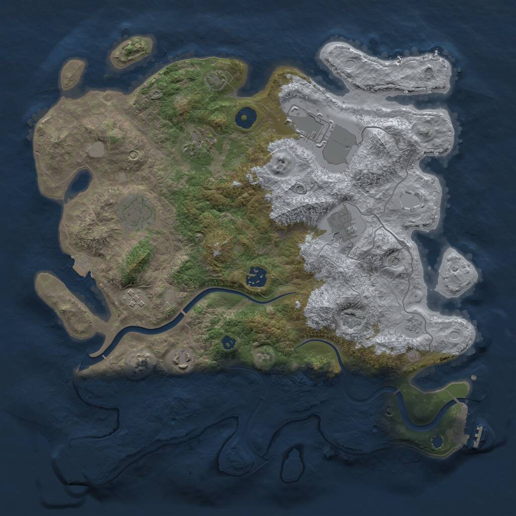 Rust Map: Procedural Map, Size: 3700, Seed: 40755385, 13 Monuments