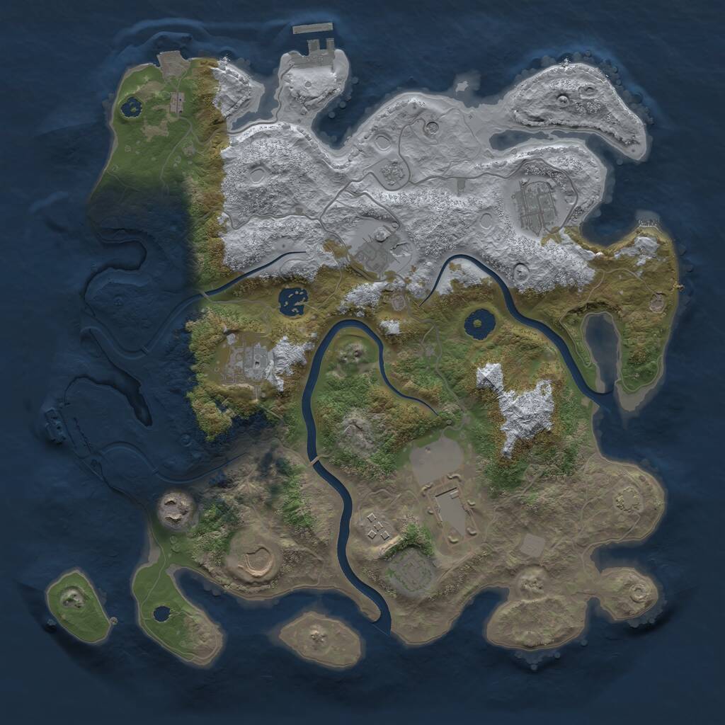 Rust Map: Procedural Map, Size: 3650, Seed: 33043431, 15 Monuments