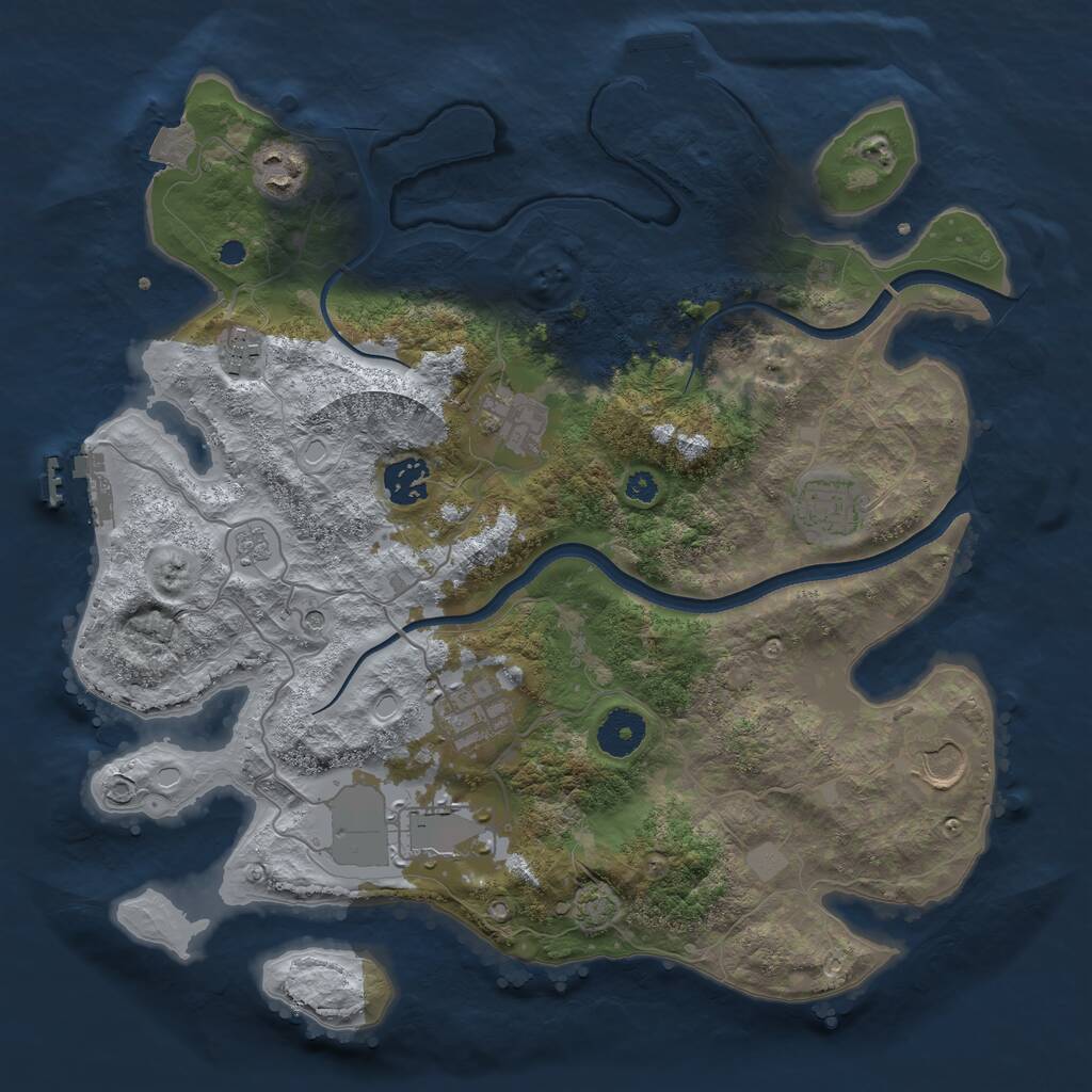 Rust Map: Procedural Map, Size: 3500, Seed: 406619818, 14 Monuments