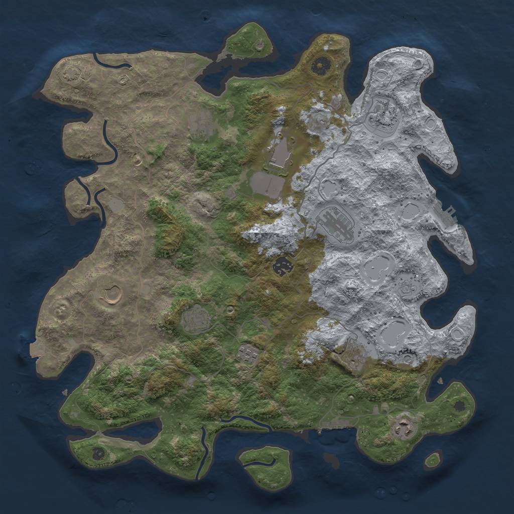 Rust Map: Procedural Map, Size: 4100, Seed: 62528867, 18 Monuments