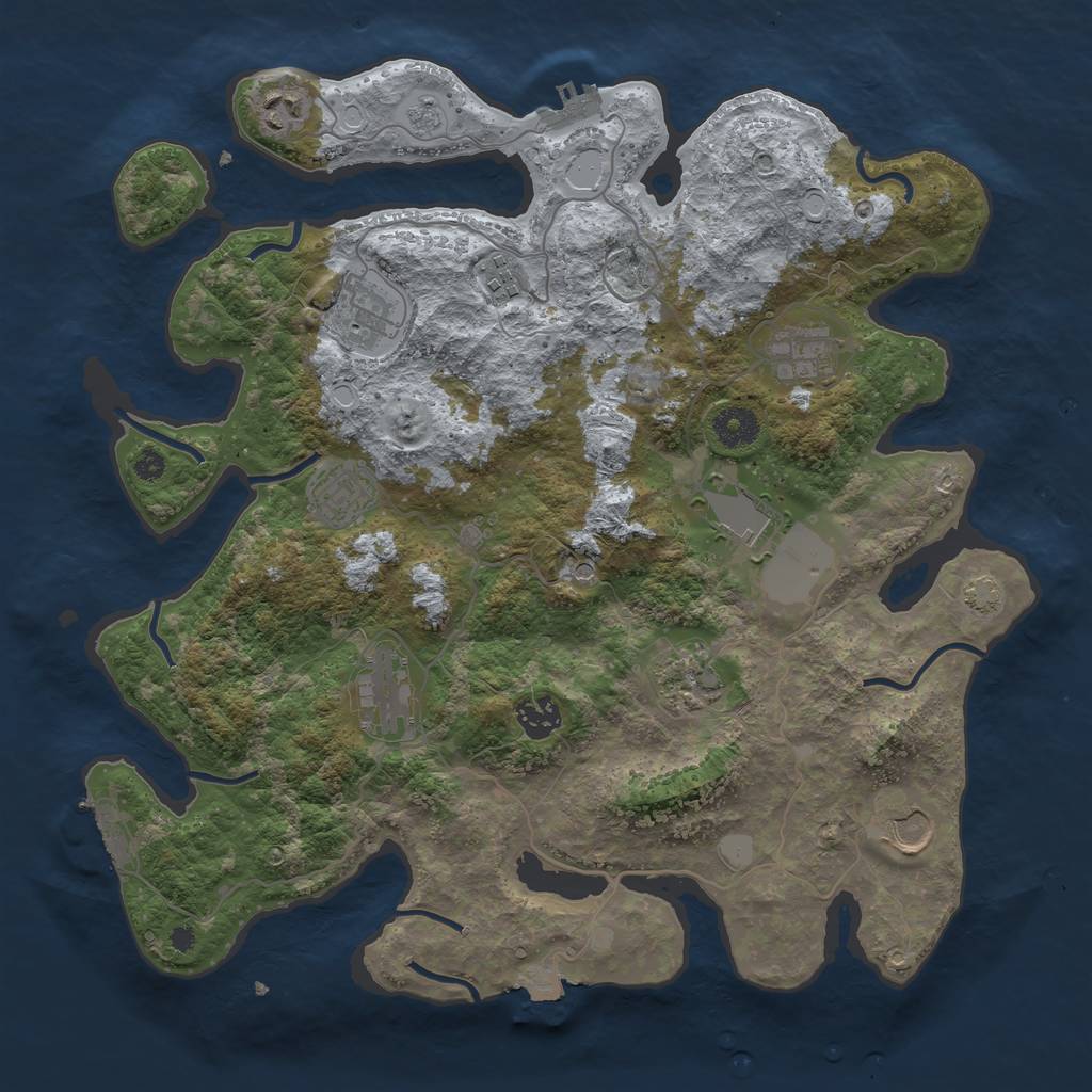 Rust Map: Procedural Map, Size: 3750, Seed: 16068871, 18 Monuments