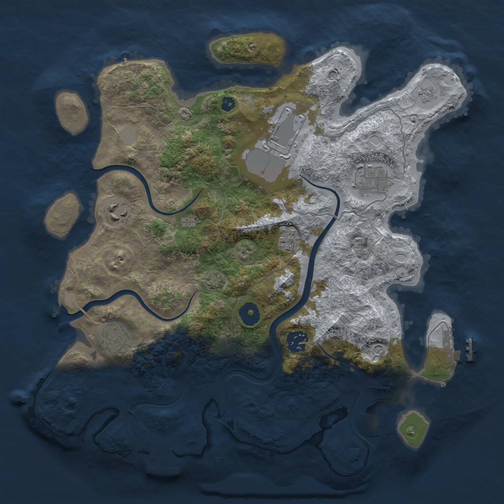 Rust Map: Procedural Map, Size: 3500, Seed: 3903, 12 Monuments